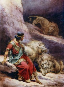 Daniel v jámě lvů (barva litho) od Arthur Twidle