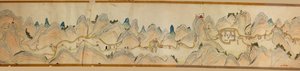 16 000. dodávané. Orientováno na sever vpravo. Reliéf zobrazený obrázkově. Pohled z ptačí perspektivy. Pokrývá řeku Wei v Baoji Xian, Shanxi Sheng až Shu Dao na hranici Shanxi-Sichuan. Zobrazuje osady, odpočívadla, nádraží, hostince, chrámy, horské průsmyk