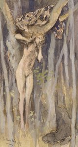 Hamadryad - Spirit of a Tree, cca 1890 (pastel, tužka a akvarel na papíře) od Arthur Wardle