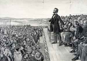 Abraham Lincoln při svém slavném projevu 19. listopadu 1863 od Artist Unknown