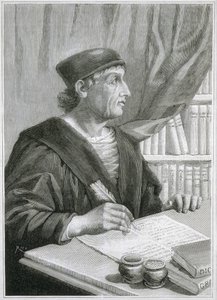 Antonio de NEBRIJA (Antonio Martinez de Cala y Xarava, Antonius Nebrissensis, Antonius Lebrixen) (1441-1522). Anglický humanista a gramatik. Rytina od Artist Unknown