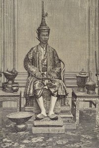 Čulalongkorn neboli Ráma V. (1853-1910). Pátý siamský panovník z rodu Čakri. Rytina. Soukromá sbírka od Artist Unknown