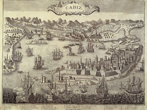 Město a přístav Cádiz. Rytina. ŠPANĚLSKO. ANDALUZIE. Cádiz. Museo de Cadiz od Artist Unknown