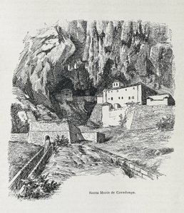 Covadonga. Poustevna Santa Maria. Rytina. ŠPANĚLSKO. ARAGON. Zaragoza. Generální vojenská akademie od Artist Unknown