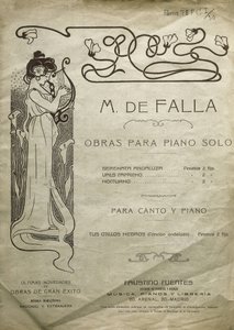 FALLA, Manuel de (1876-1946). Španělský skladatel a klavírista. Skladby pro sólový klavír a pro klavír a hlas. Vydáno v Madridu. od Artist Unknown
