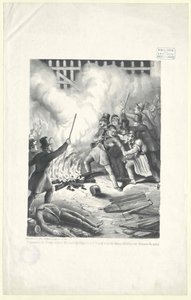 Strašidelná scéna na Mariahilferské linii v noci z 13. března 1848 v době vídeňské revoluce od Artist Unknown