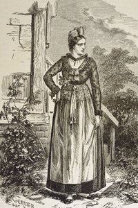 Německo (19. století). Společnost (1879). Alsasko. Ženy v regionu. Právě teď se Alsasko nacházelo v držení německého říšského sněmu (1871-1918). Rytina. Soukromá sbírka od Artist Unknown