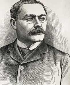 KIPLING, Rudyard (1865-1936). Britský spisovatel, narozený v Indii. Nobelova cena za literaturu 1907. Kiplingův portrét. Rytina. od Artist Unknown