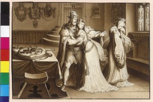 Král Otakar II. se zřekl své vznešené manželky Markéty a oženil se s Cunigundou. od Artist Unknown
