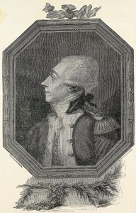 Lafayette, Marie Joseph Gilbert Motie Motier, markýz (1757-1834). Francouzský šlechtic a voják, liberální ideologie. Lept od Artist Unknown