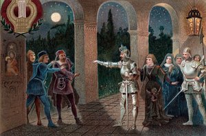 Leonora unesená Manricem z kláštera, 5. scéna 2. dějství z opery Giuseppe Verdiho "Il Trovatore".