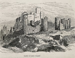 Loarre. Románský hrad. Rytina. ŠPANĚLSKO. ARAGON. Zaragoza. Generální vojenská akademie od Artist Unknown