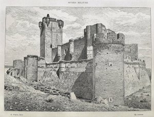 Medina del Campo. Hrad Mota. Rytina. ŠPANĚLSKO. ARAGON. Zaragoza. Generální vojenská akademie od Artist Unknown
