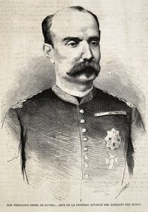 PRIMO DE RIVERA, Fernando (1831-1921). Španělský voják a politik. Fernando Primo de Rivera, který bojoval ve třetí karlistické válce. Rytina. od Artist Unknown