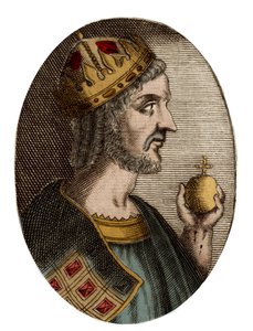 Portrét Justiniána I. - Portrét Justiniána I. (Velkého) (Flavius Petrus Sabbatius Justinianus) (482-565), východořímský císař od Artist Unknown