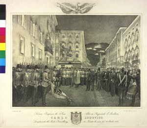 Slavnostní přijetí arcivévody Karla Ludvíka 20. října 1855 v Trentu od Artist Unknown