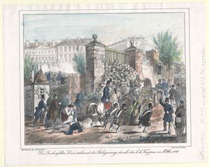 Lerchenfelderská linie při obléhání k. k. jednotkami v říjnu 1848 od Artist Unknown