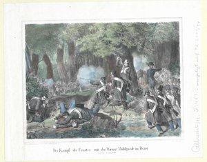 Boj Chorvatů s vídeňskou mobilní gardou v Prátru 28. října 1848 od Artist Unknown
