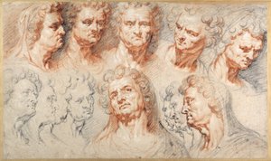 Studie hlavy (barevné křídy na papíře) od Artus I (attr. to) Quellinus