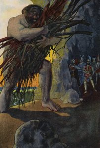 Odysseus a jeho společníci v jeskyni Kyklopa Polyféma