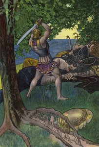 Perseus usekl hlavu Medúzy (barva litho)