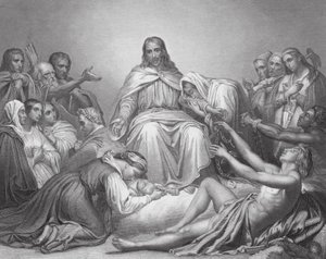 Kristus Utěšitel, Lukáš, kapitola IV, verše 16, 21 (rytina) od Ary (after) Scheffer