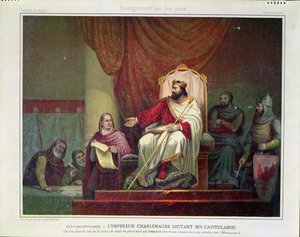 Karel Veliký (742-814) Vydání kapituly v Herstalu v roce 779, vyryl Eugene Ronjat, kolem 1860-80