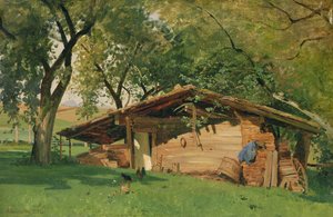 Chata v Chiemsee, 1872 (olej na kartě)