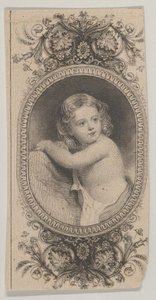 Motiv bankovky: dětský portrét a dva vzorované ovály obklopené květinovým f..., ca. 1824-37.