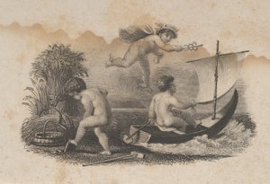 Bankovka viněta se třemi putti symbolizující obchod a zemědělství, ca. 1824-37.