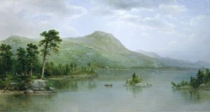 Černá hora z přístavních ostrovů, jezero George, New York, 1875