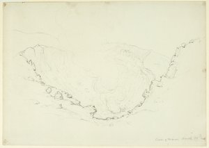 Caldera of Mt. Vesuvius, Neapol, Itálie, 1841 (grafit na papíře)