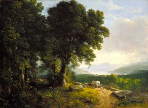 Krajina s krytým vozem (olej na plátně) od Asher Brown Durand