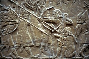 Ashurbanipal v bitvě u Til-Tuba, 650-620 př.nl od Assyrian