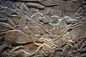Ashurbanipal v bitvě u Til-Tuba, 650-620 př.nl od Assyrian