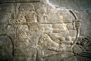 Král Ashurnasirpal II během královského lovu na lva, 650-620 př.nl od Assyrian