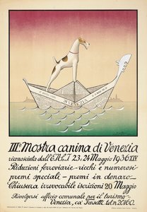 Plakát inzerující výstavu psů v Benátkách od Astolfo De Maria
