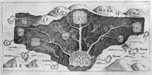 Průřez zemskou kůrou umožňující Athanasiu Kircherovi demonstrovat původ termálních pramenů od Athanasius Kircher