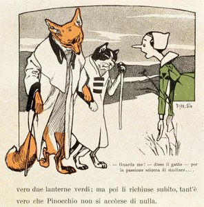Pinocchio potkává kočku a lišku