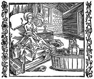 Žena a koupající se poustevník. od attributed to Albrecht Dürer