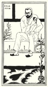 Portrét Emile Zola (rytina) od Aubrey (after) Beardsley
