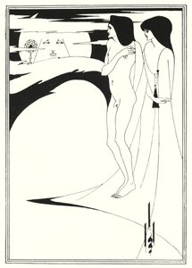 Žena v měsíci (rytina) od Aubrey (after) Beardsley