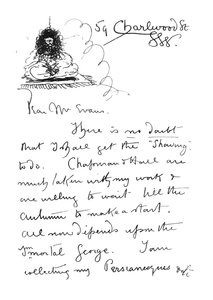 1. strana autografního dopisu Fredericku Evansovi, asi 1893 od Aubrey Beardsley
