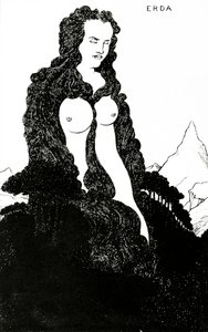 Erda, ilustrace pro ‚Das Rheingold‘ 1896 od Aubrey Beardsley