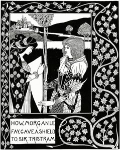 Jak Morgan le Fay dal štít siru Tristramovi, ilustrace z „Le Morte d