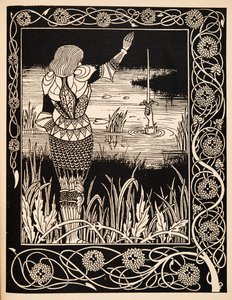 Jak sir Bedivere hodil meč Excalibur do vody od Aubrey Beardsley