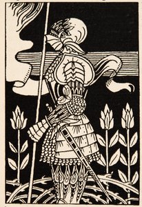 Artušův rytíř, připravující se k boji od Aubrey Beardsley