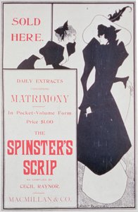 Plakátová reklama The Spinsters Scrip, jak ji sestavil Cecil Raynor, publikovala Macmillan & Co.