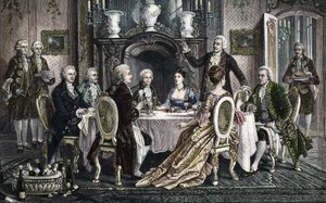 Večeře v domě Emanuela Schikanedera pro Wolfganga Amadea Mozarta od August (after) Borckmann