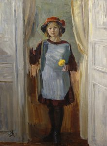 Dívka ve dveřích (Maria Eiebakke) 1918 (olej na plátně)